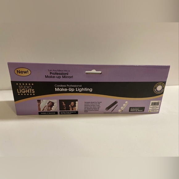 Portable Vanity Mirror Make Up Lights Kit 4 LED Bulbs Battery Powered New - Picture 2 of 6